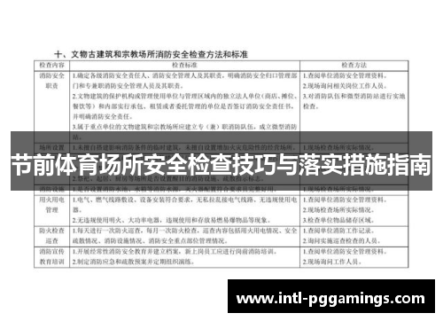 节前体育场所安全检查技巧与落实措施指南 节前体育场所安全检查技巧与落实措施指南