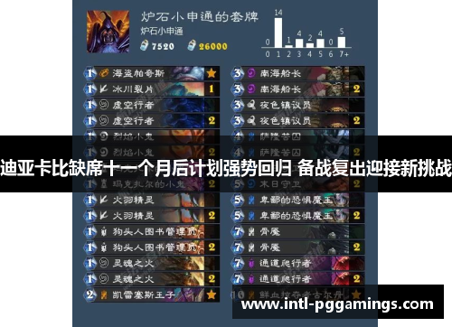 迪亚卡比缺席十一个月后计划强势回归 备战复出迎接新挑战 迪亚卡比缺席十一个月后计划强势回归 备战复出迎接新挑战